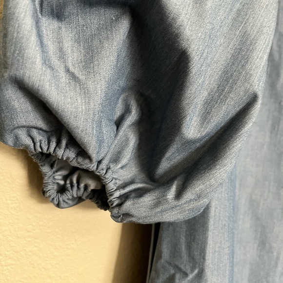 NWT SHEIN Puff Sleeve Dress Denim Blue Color Sz Small Keyhole Front Lined Dress - Picture 4 of 5